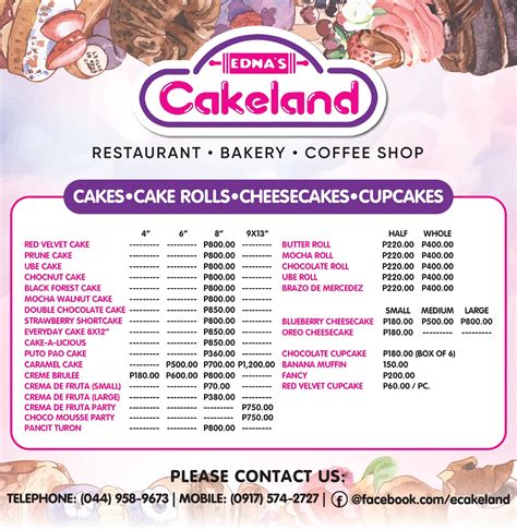 cakeland cabanatuan menu|Edna's Cakeland .